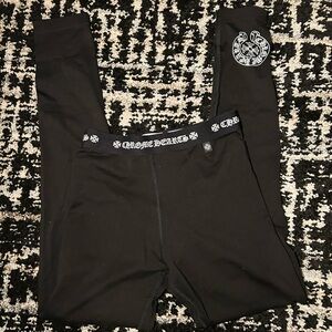 Chrome Hearts Black Leggings with Logo Detail